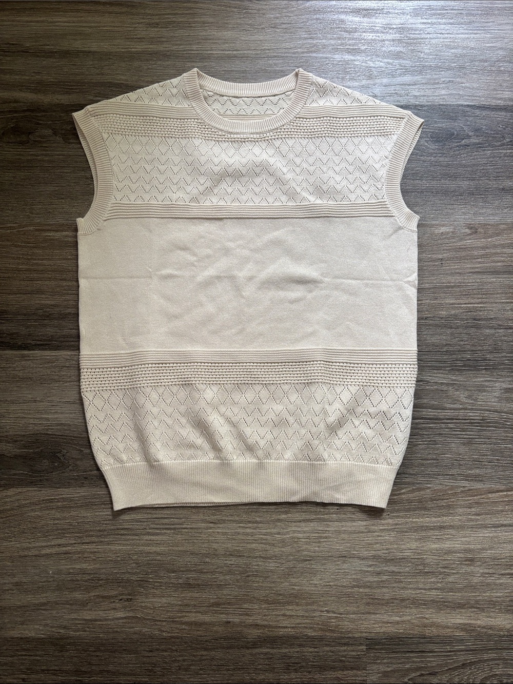 Sleeveless Knit Sweater Vest in Soft Cream